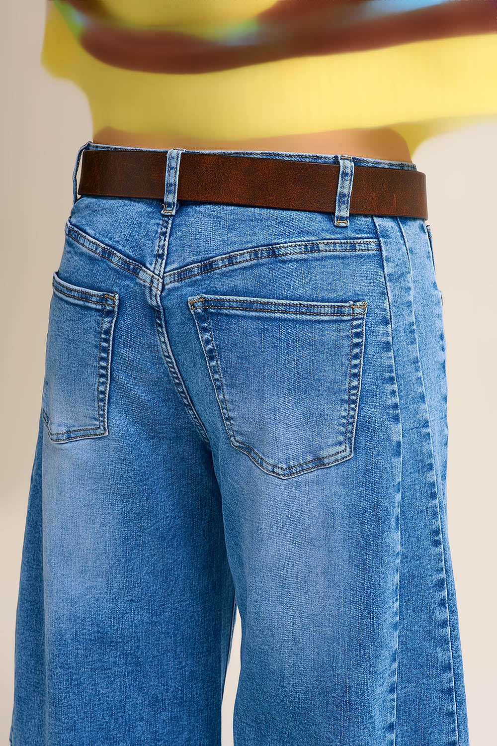 wide leg Barrel Blue Denim Jeans in light wash