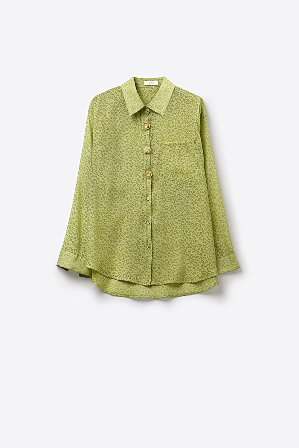 Green Animal print shirt in sheer fabric