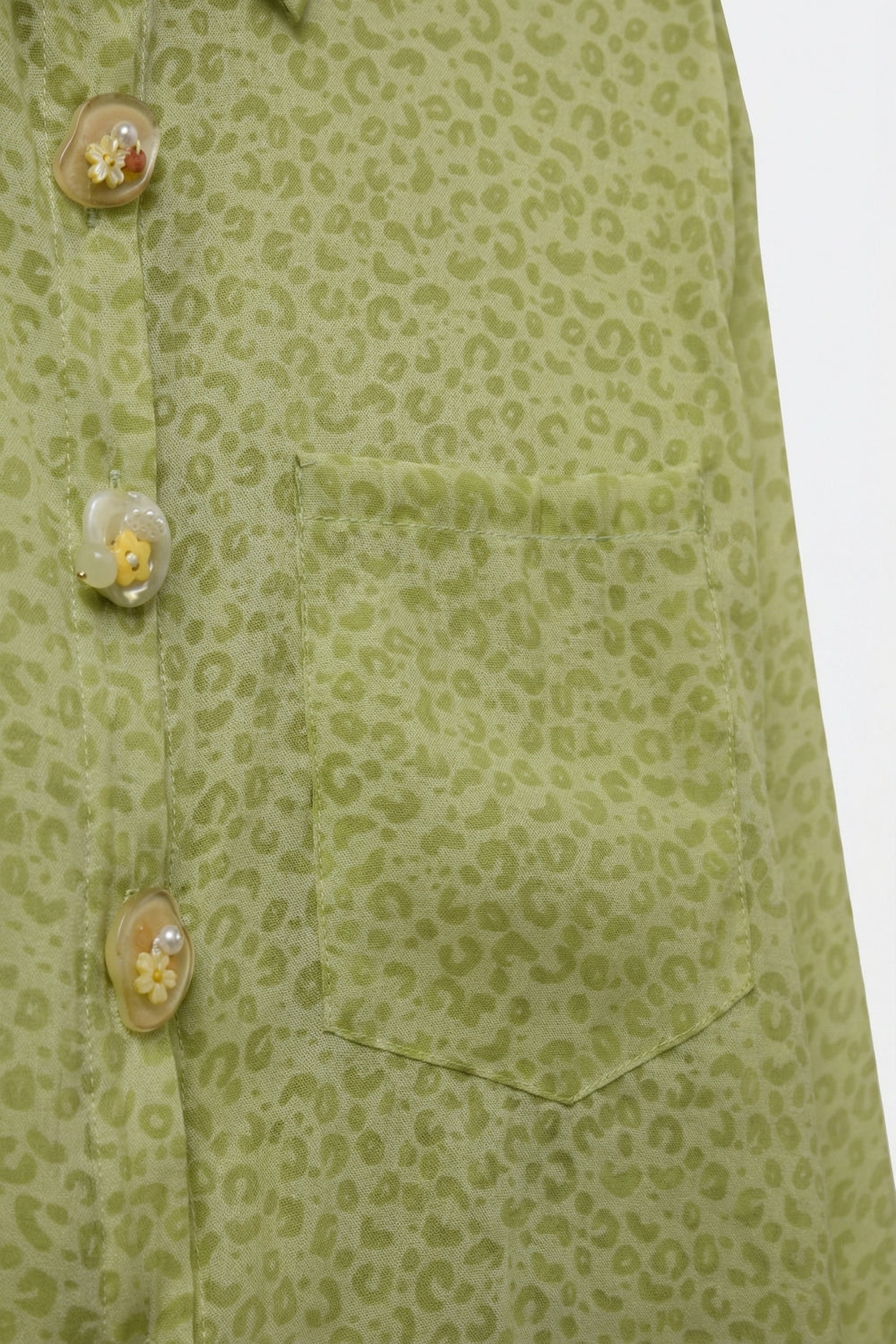 Green Animal print shirt in sheer fabric