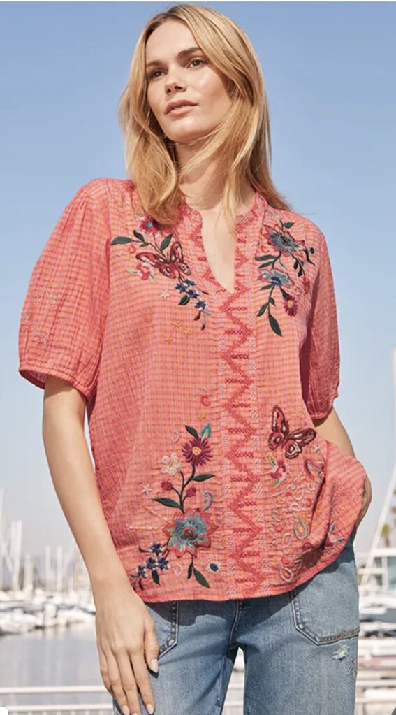 JOHNNY WAS Sherbert Olinda Puff Sleeve Top