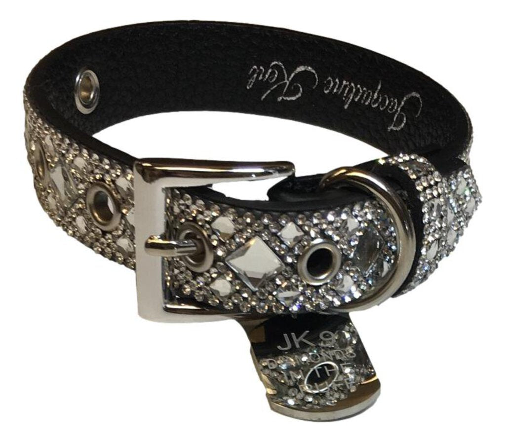 JACQUELINE KENT SMALL DIAMONDS IN THE RUFF DOG COLLAR 3 COLOR CHOICES