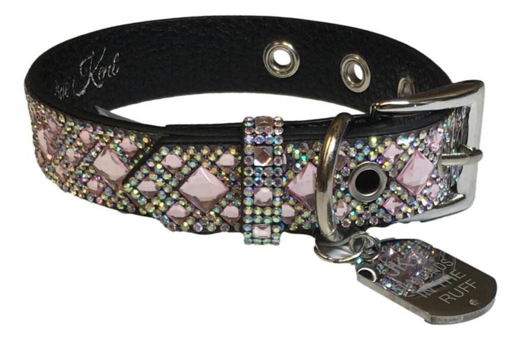 JACQUELINE KENT SMALL DIAMONDS IN THE RUFF DOG COLLAR 3 COLOR CHOICES