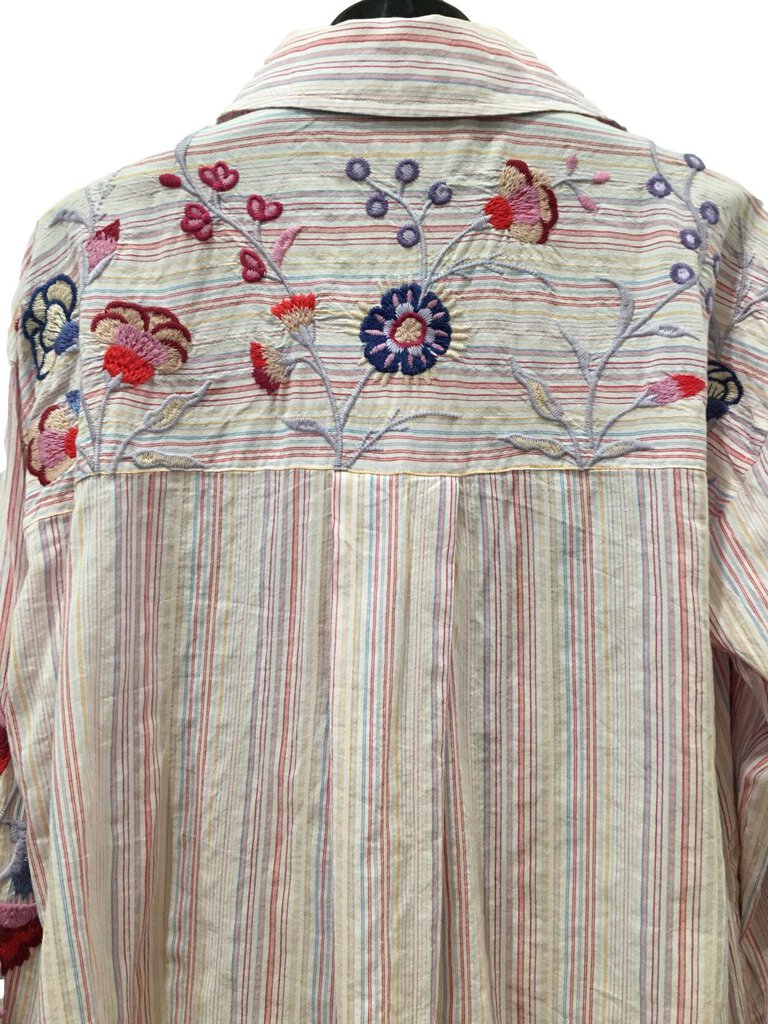 JOHNNY WAS WORKSHOP STRIPED LONG SLEEVE PIPER SHIRT TOP