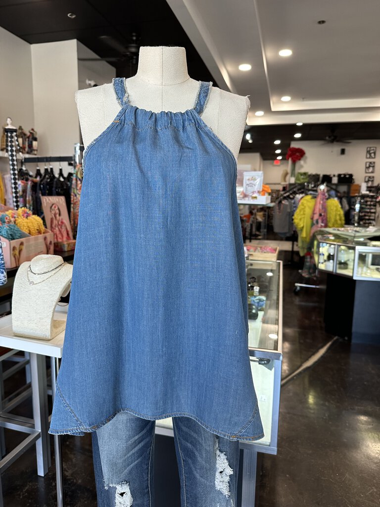 JADED GYPSY Sleeveless Light Denim All About You You Top Made in the USA