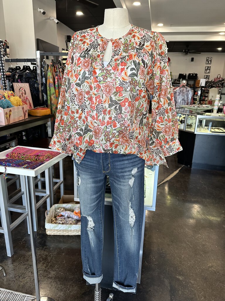 JOHNNY WAS COTTON VALECIA CIRCLE YOKE BLOUSE TOP