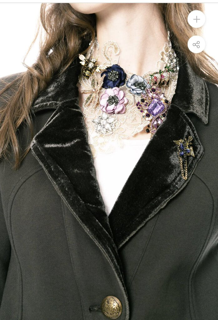 ARATTA Vintage Charcoal Colonel French Terry Jacket with Velvet Collar