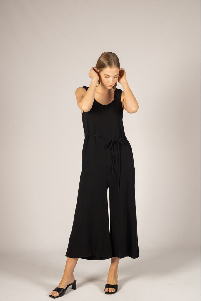 P.CILL Black Cotton Linen Side Pocket Scrunchie Strap Jumper
