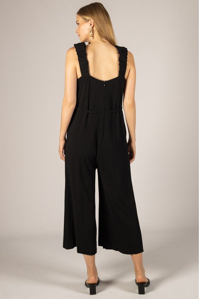 P.CILL Black Cotton Linen Side Pocket Scrunchie Strap Jumper