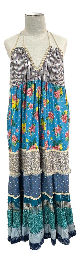 JADED GYPSY Turquoise & Blue Mixed Floral & Paisley Print Patchwork Ma