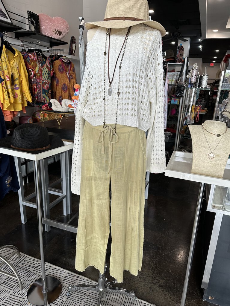 WEARABLES Wide-Leg Cocoon Gauze Crop Pant