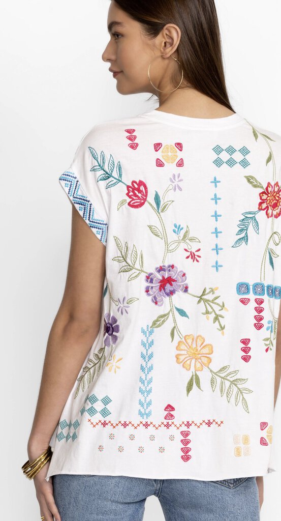 JOHNNY WAS White Katie Relaxed Drape Tee Top