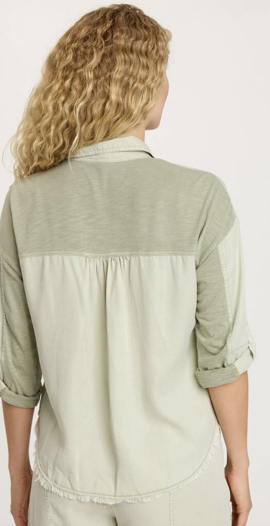 XCVI Limescent Soft Twill Snap Up Top