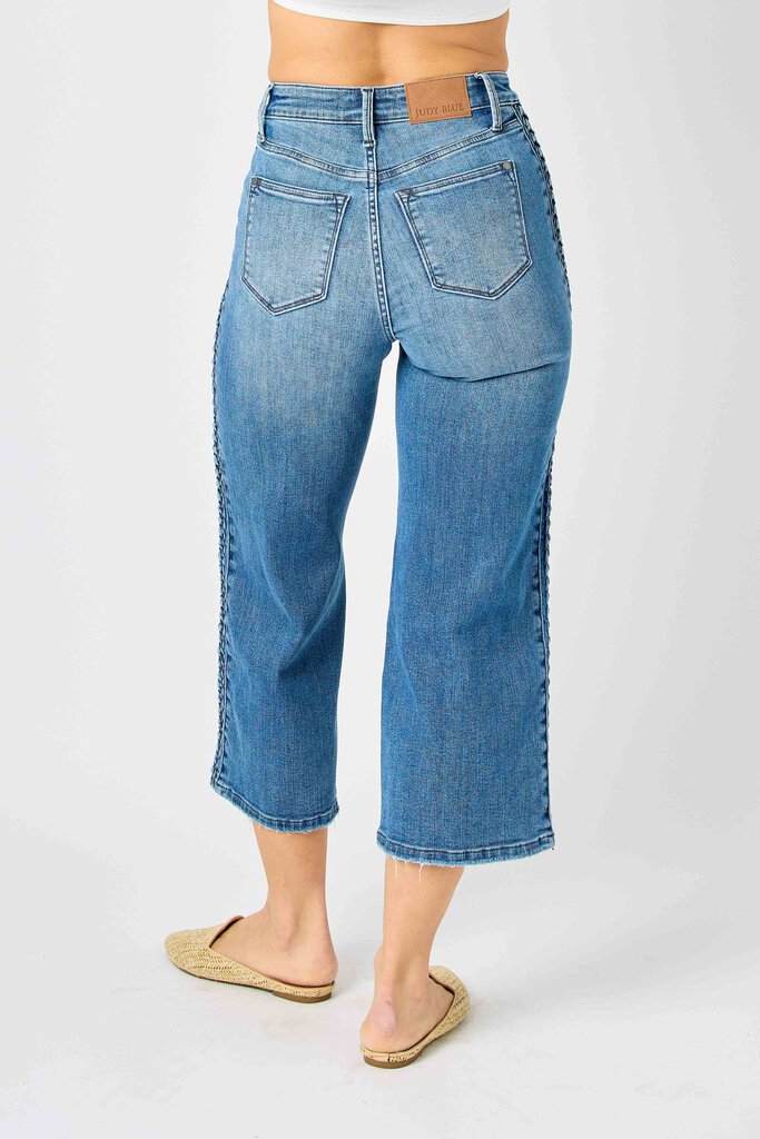 JUDY BLUE High Waist Side Braided Denim Jean