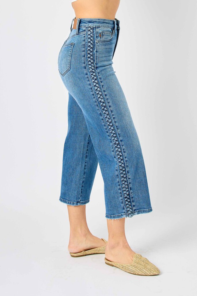 JUDY BLUE High Waist Side Braided Denim Jean