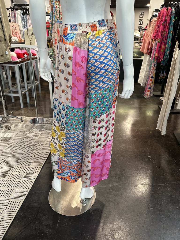 RUBY YAYA Multi Printed Silk Looking Pant