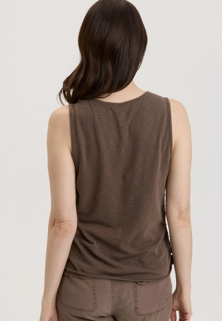 XCVI Mocha Sleeveless Cinchable Side Seam Top