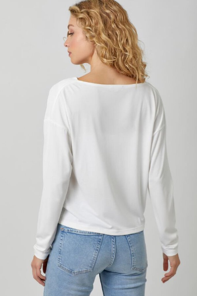 MYSTREE Ivory Long Sleeve Cowl Neck Top