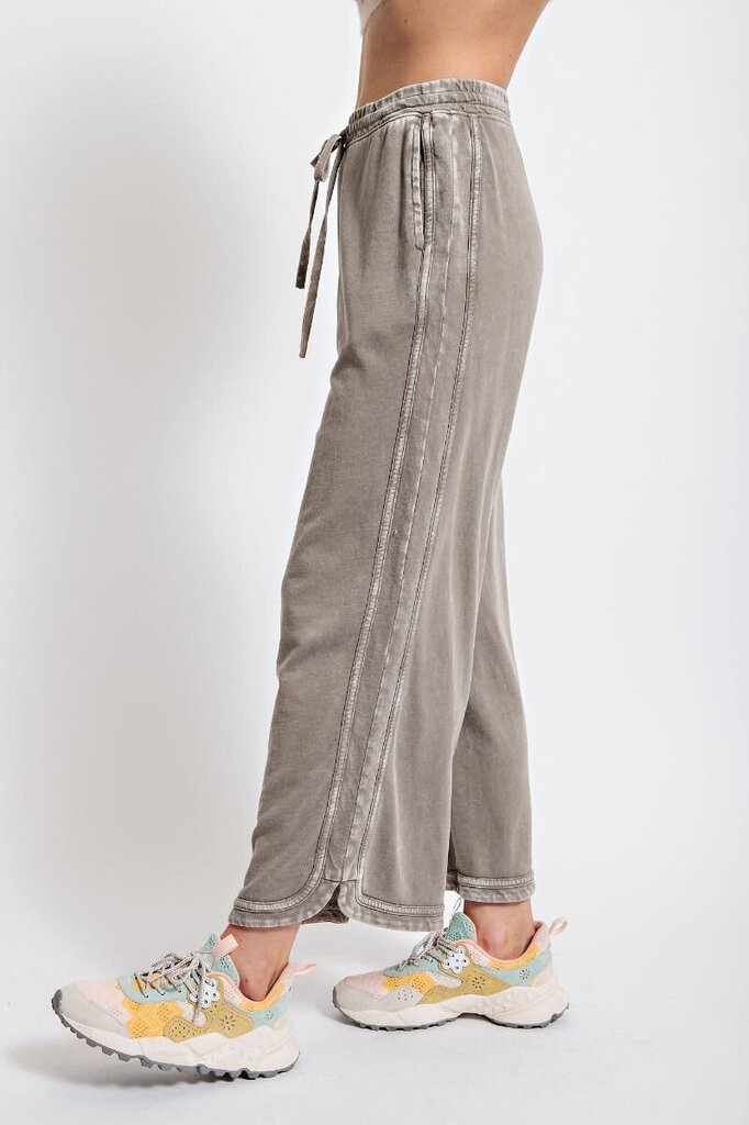 EASEL Light Mocha Cotton Mineral Washed Terry Loungewear Pant