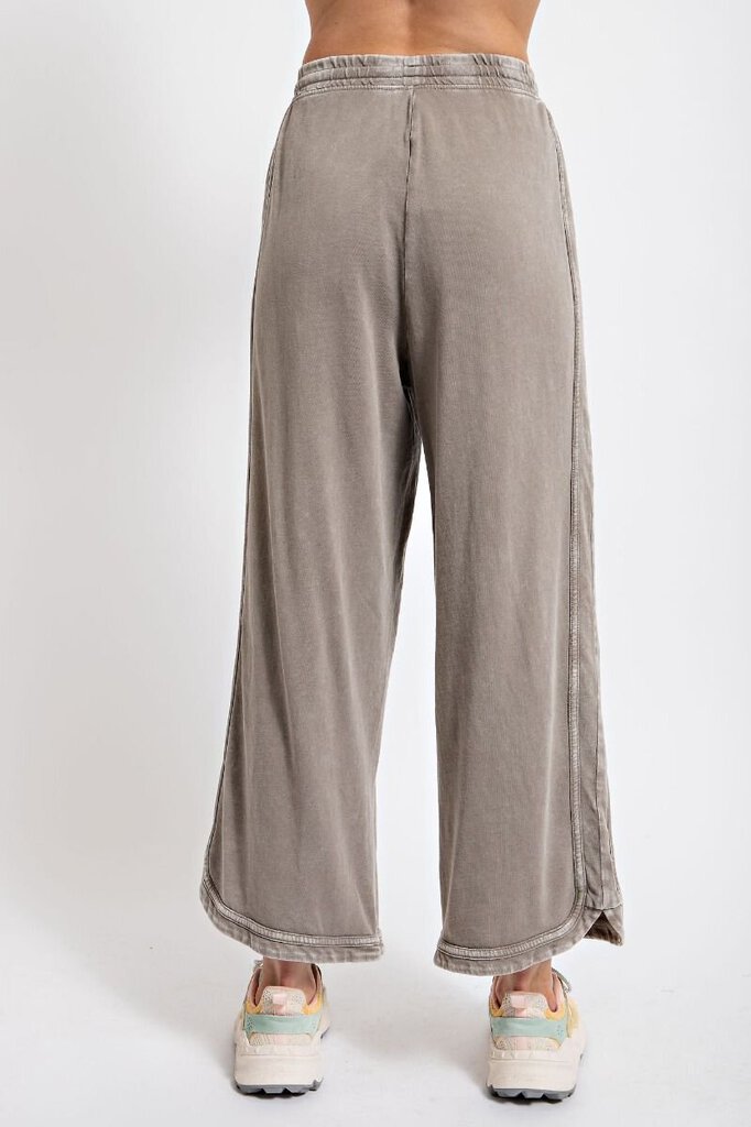 EASEL Light Mocha Cotton Mineral Washed Terry Loungewear Pant