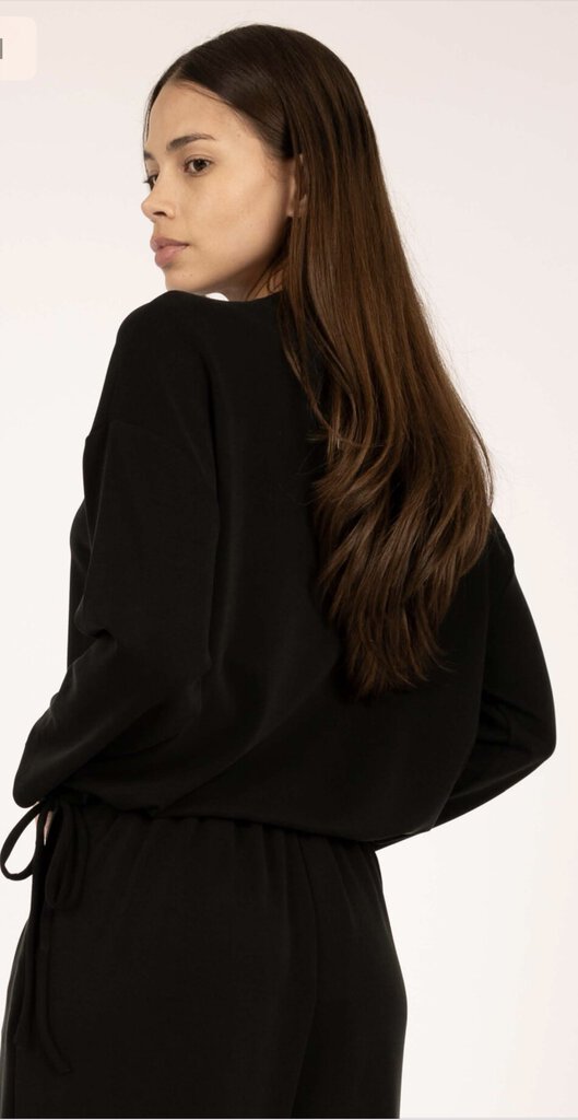 ELLE GREY Black Long Sleeve Tie-Side Top with Wide Leg Pant