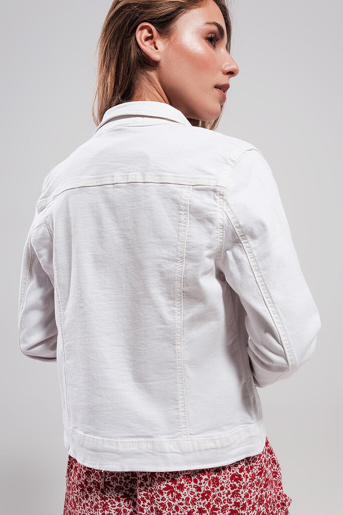 Q2 White Denim Long Sleeve Jacket