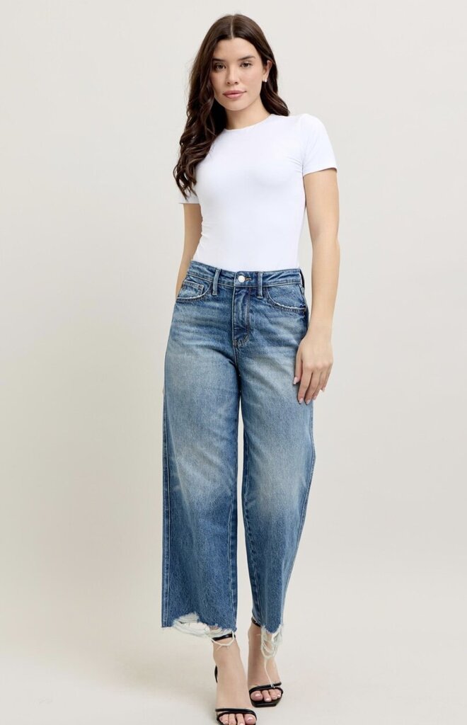 JUDY BLUE Highwaist Wide Leg Rigid Front Hem Jean