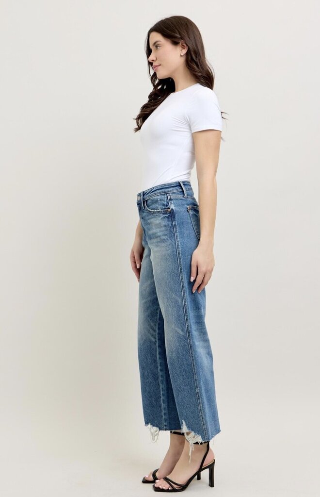 JUDY BLUE Highwaist Wide Leg Rigid Front Hem Jean