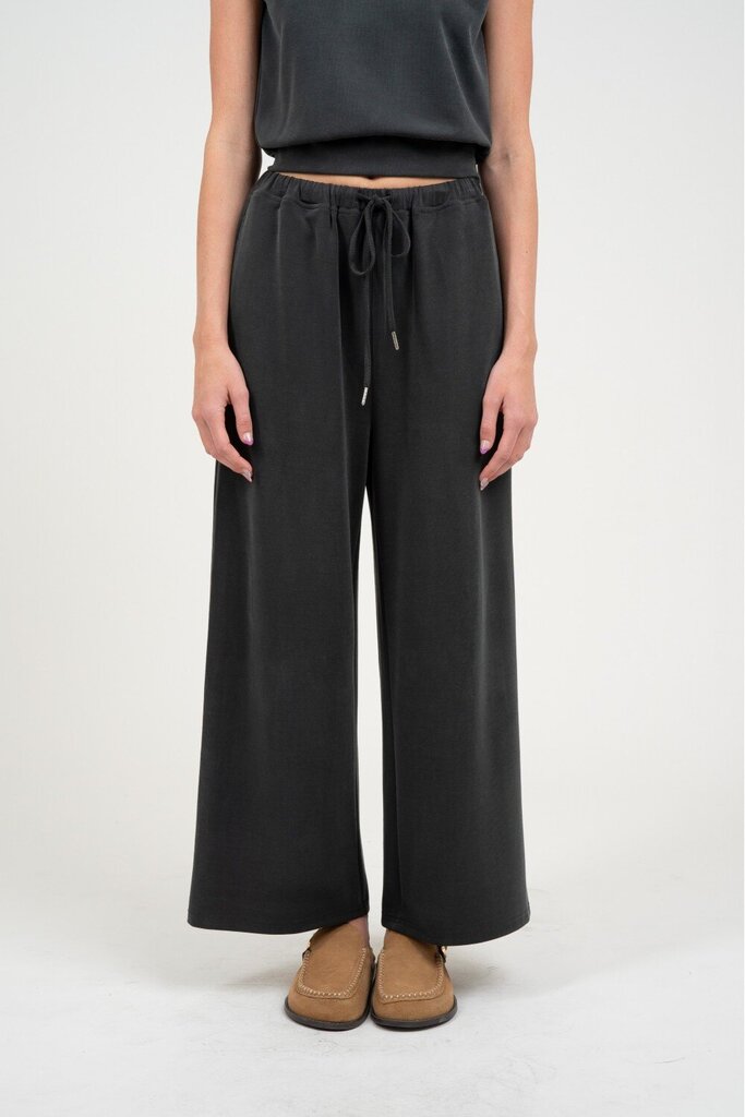 Elle Grey Charcoal Grey Short Sleeve Top and Wide Leg Pant