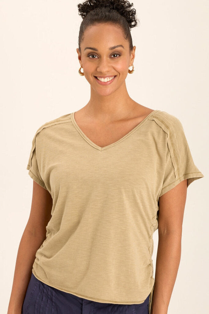 WEARABLE Linwood Sands V-nk cinchable Sides Short Sleeve Top
