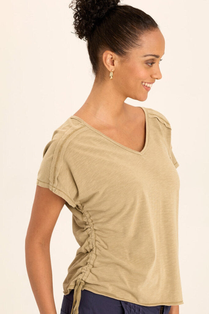 WEARABLE Linwood Sands V-nk cinchable Sides Short Sleeve Top