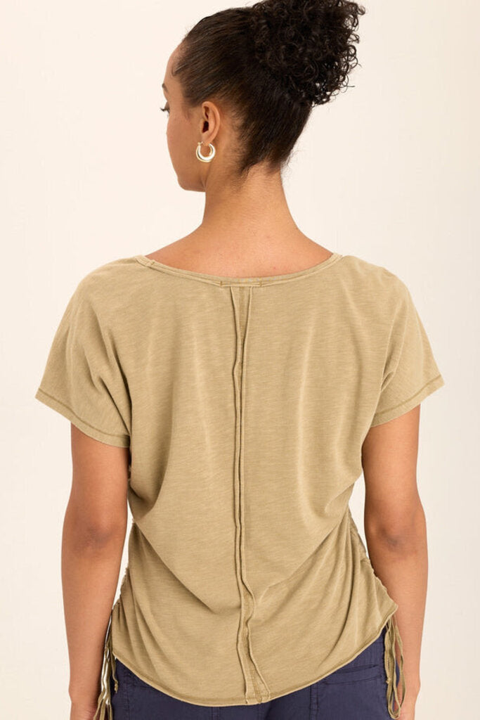 WEARABLE Linwood Sands V-nk cinchable Sides Short Sleeve Top