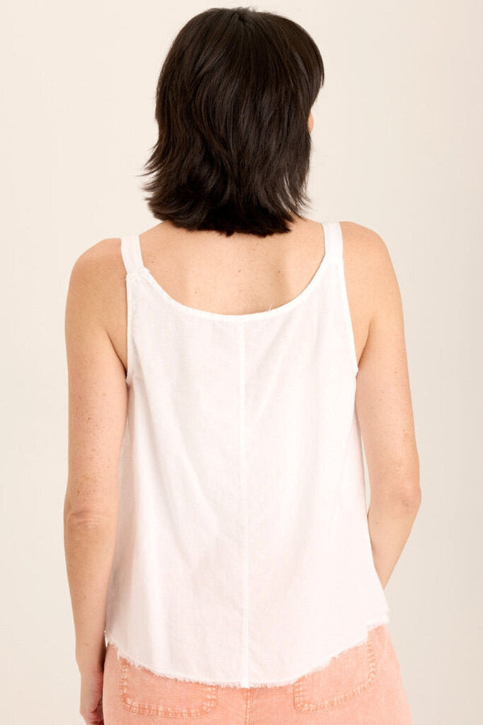 WEARABLES Sleeveless Crisp White Linen Pintuck Top