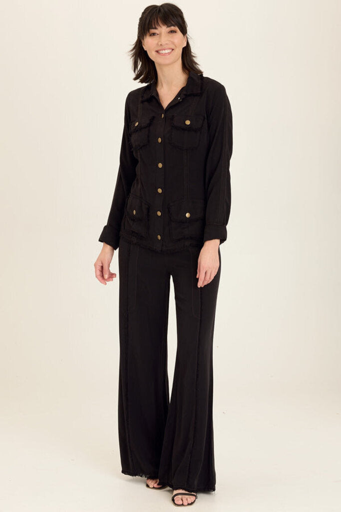 WEARABLES Black Button-up Twill Safari Jacket