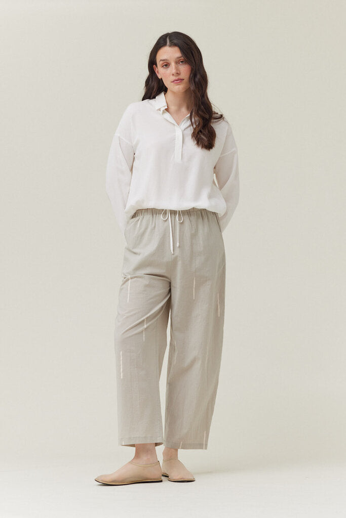GRADE & GATHER White Long Sleeve Tie Waist Top