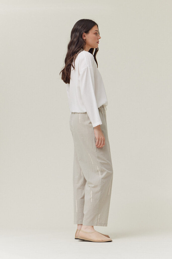 GRADE & GATHER White Long Sleeve Tie Waist Top