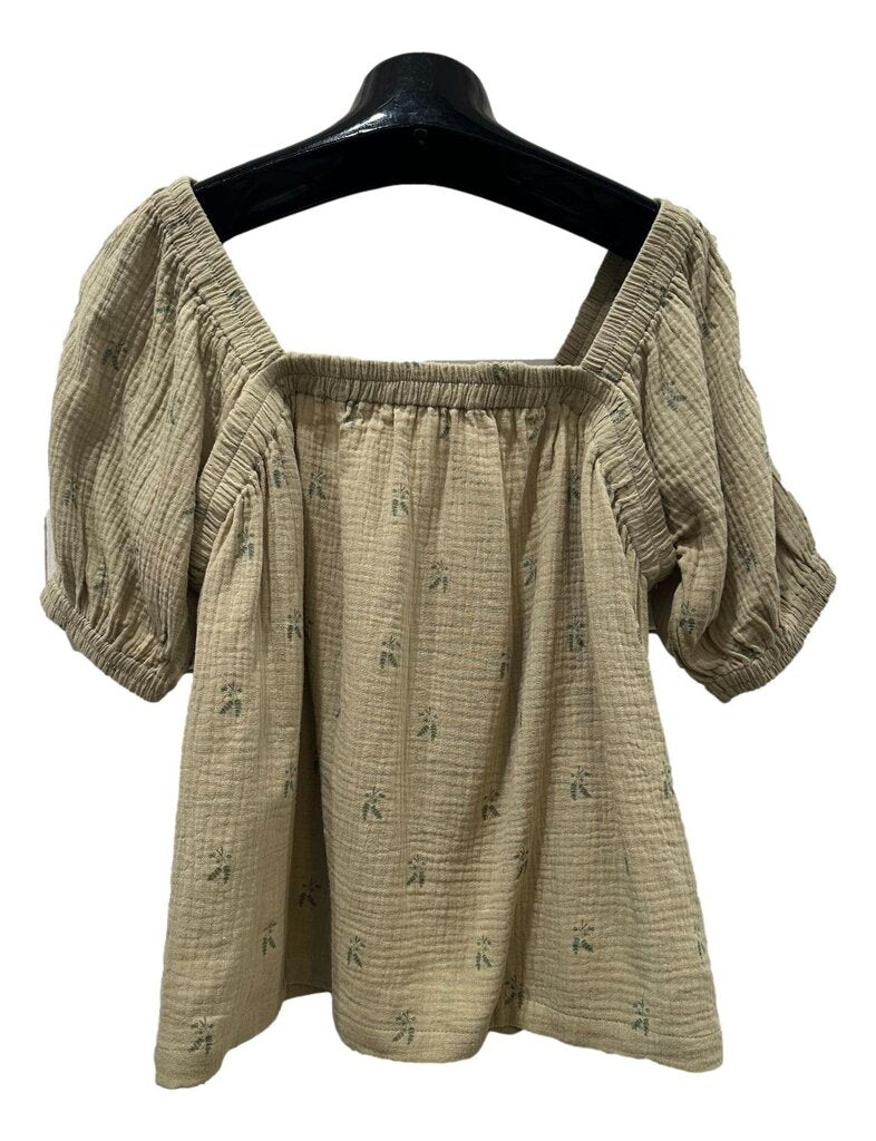 Grade & Gather Thyme Printed Gauze Short Sleeve Top