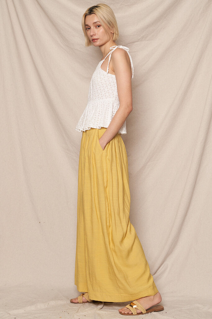 EW CREME Mustard High Waisted Wide Leg Pant