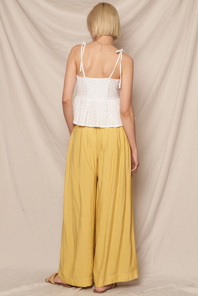 EW CREME Mustard High Waisted Wide Leg Pant