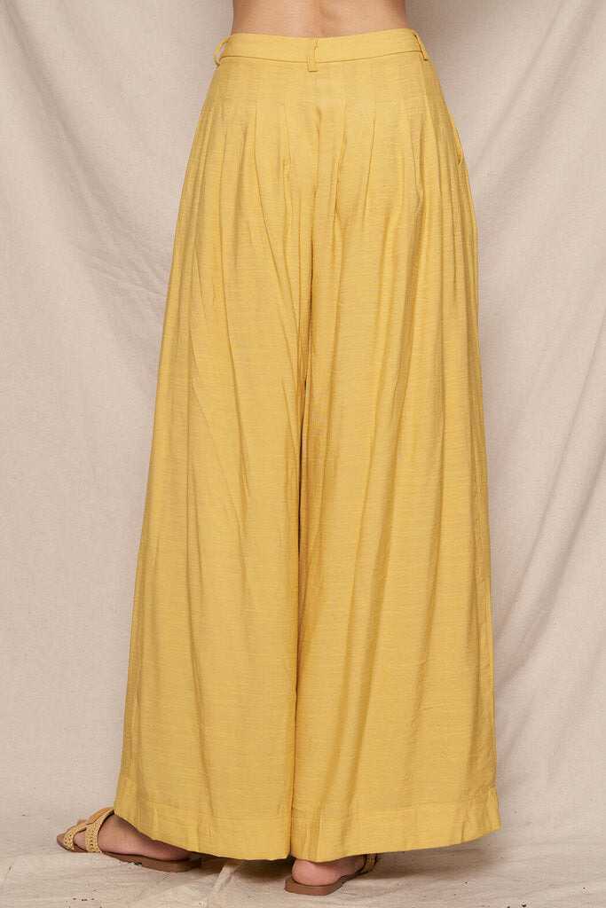 EW CREME Mustard High Waisted Wide Leg Pant