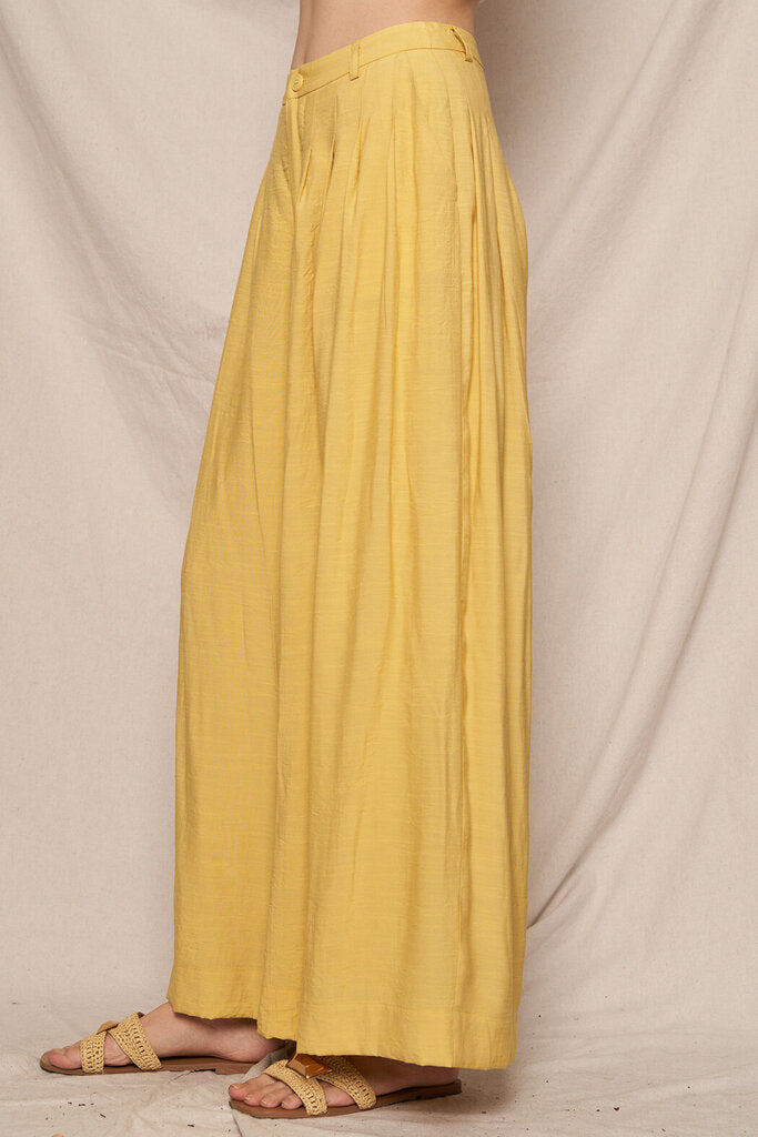 EW CREME Mustard High Waisted Wide Leg Pant