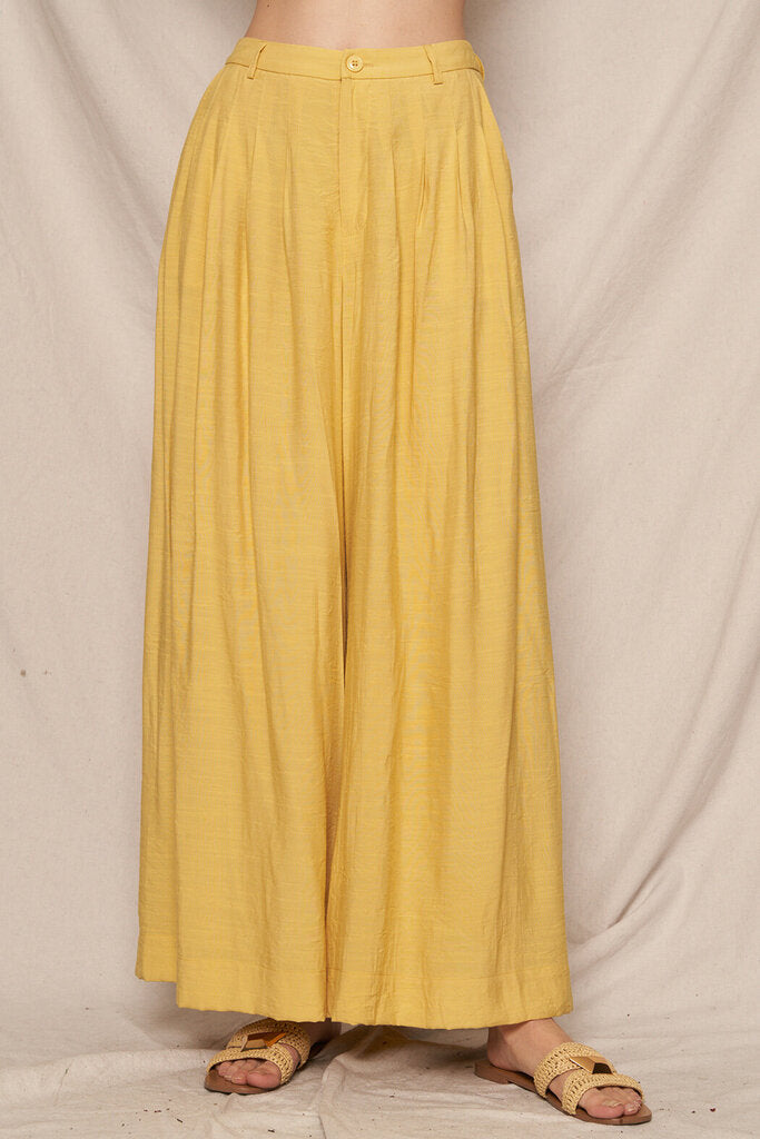 EW CREME Mustard High Waisted Wide Leg Pant