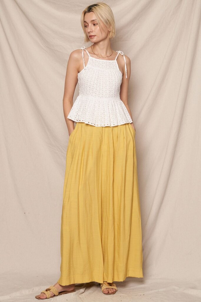 EW CREME Mustard High Waisted Wide Leg Pant