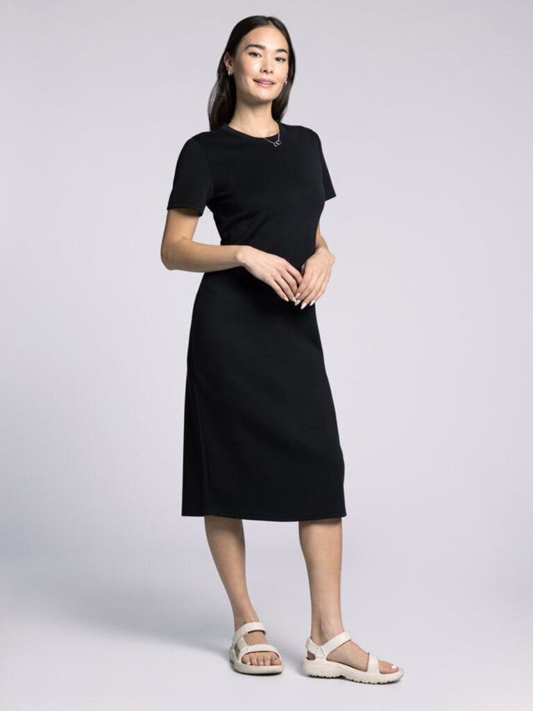 THREAD & SUPPLY BLACK SHORT SLEEVE DAYTON DRESS