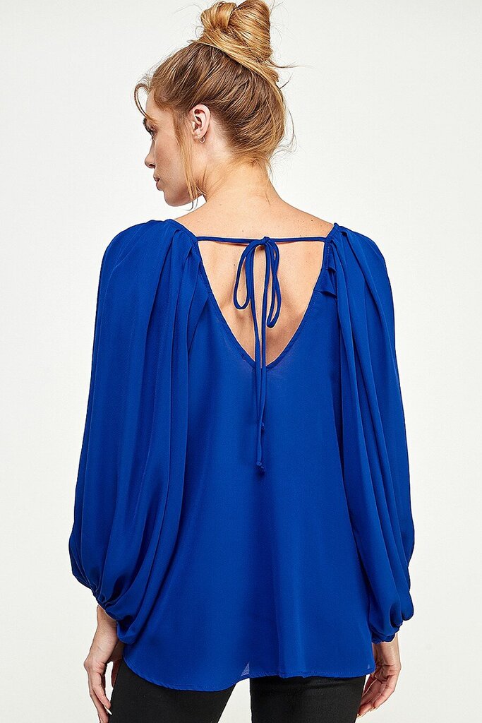 CARAMELA Blue Balloon Long Sleeve Blouse Top