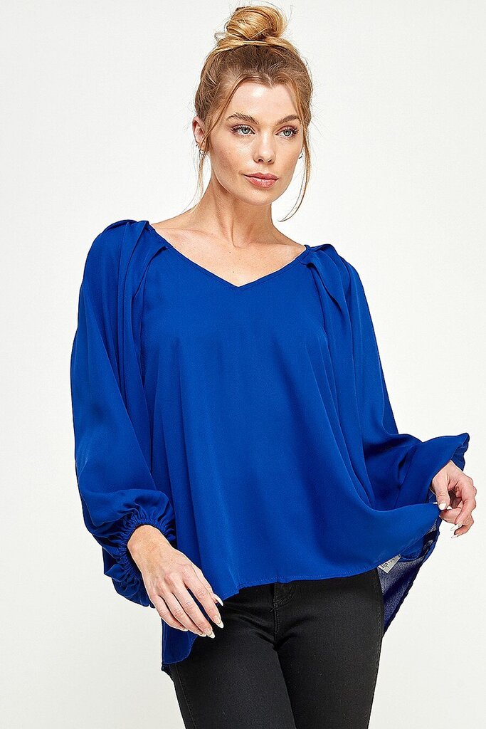 CARAMELA Blue Balloon Long Sleeve Blouse Top