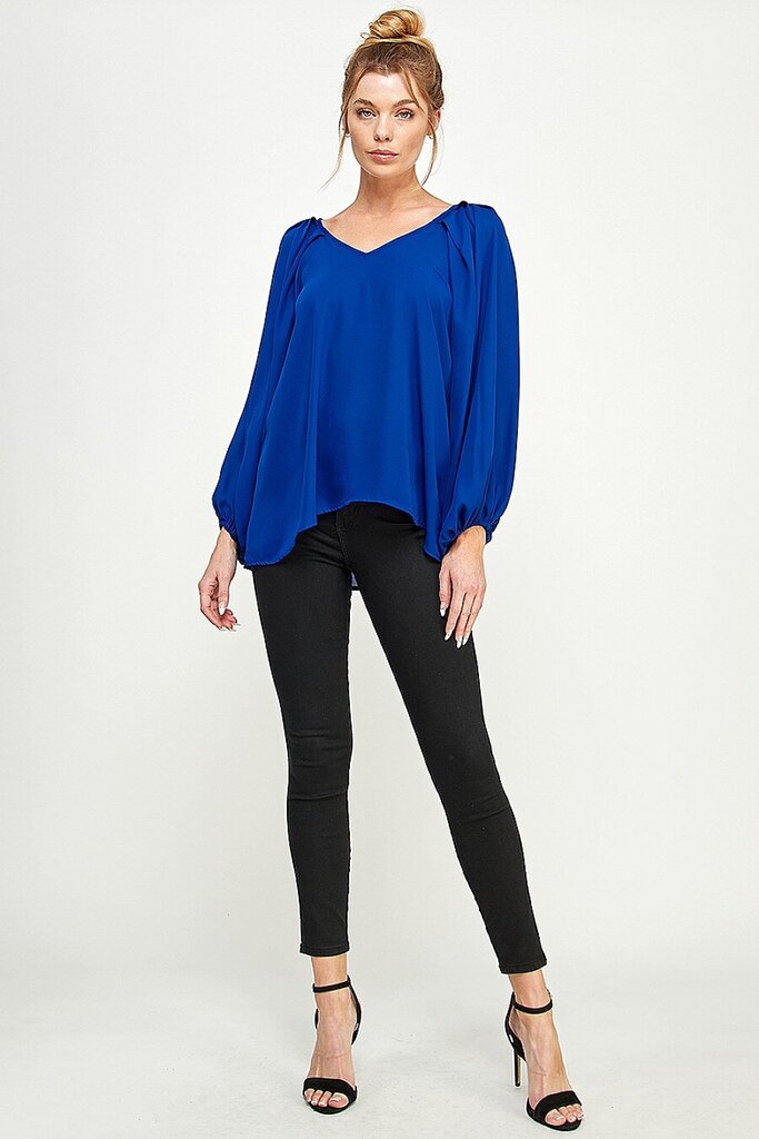 CARAMELA Blue Balloon Long Sleeve Blouse Top