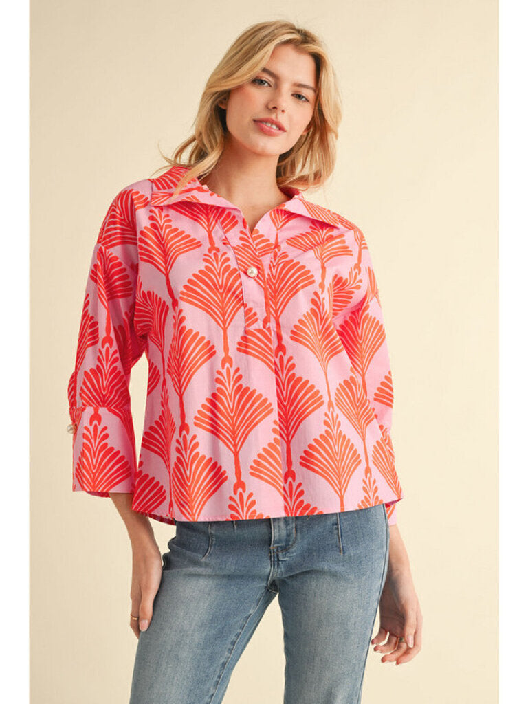 JODIFL Orange and Pink Cotton Top
