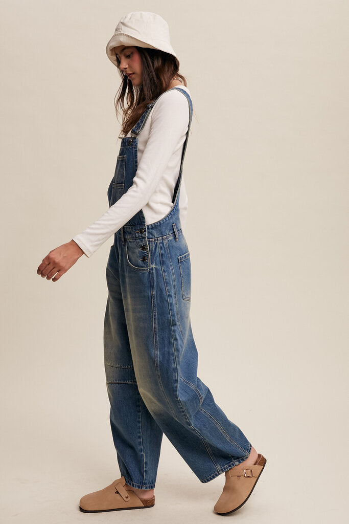 LISTICLE Denim Barrel Jean Overall