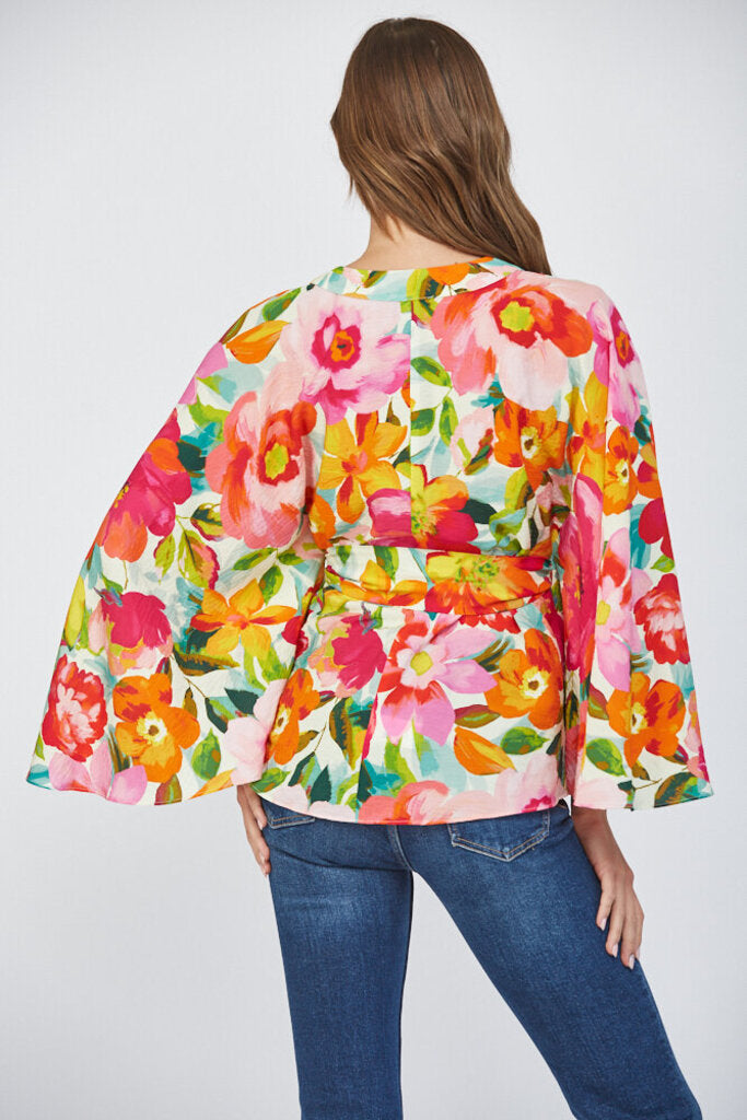 FATE FLORAL PRINT LONG SLEEVE KIMONO TOP