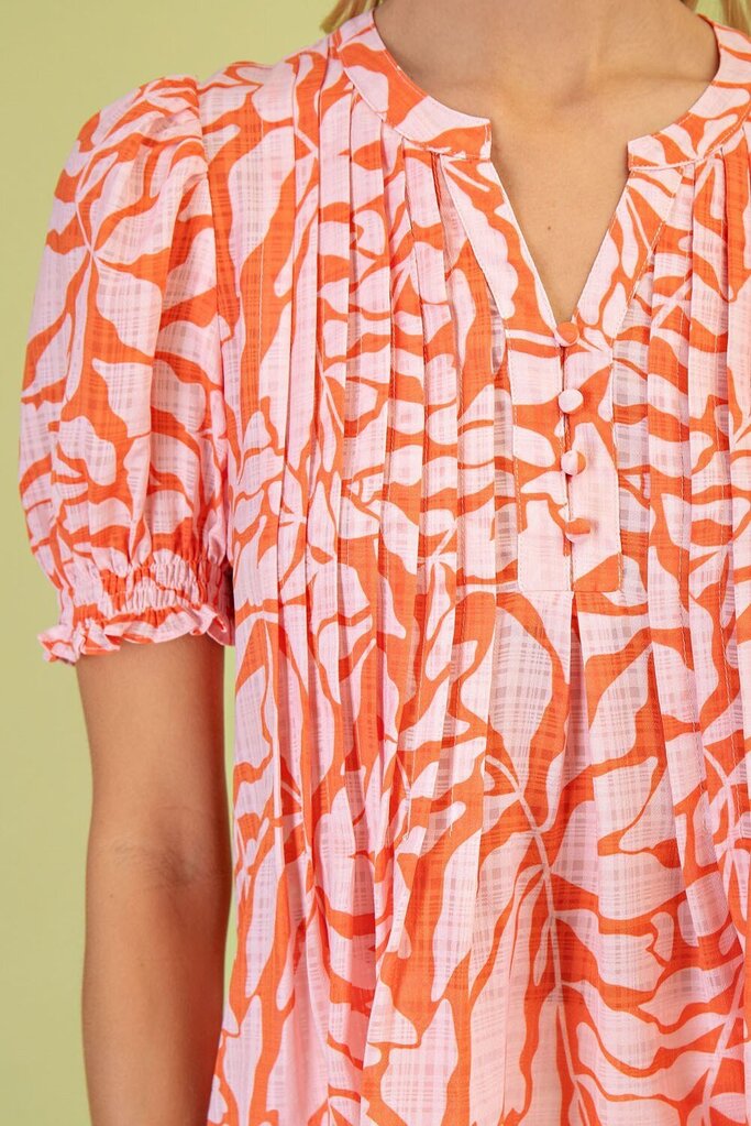 GIGIO Tangerine and Blush Printed Short Sleeve Top